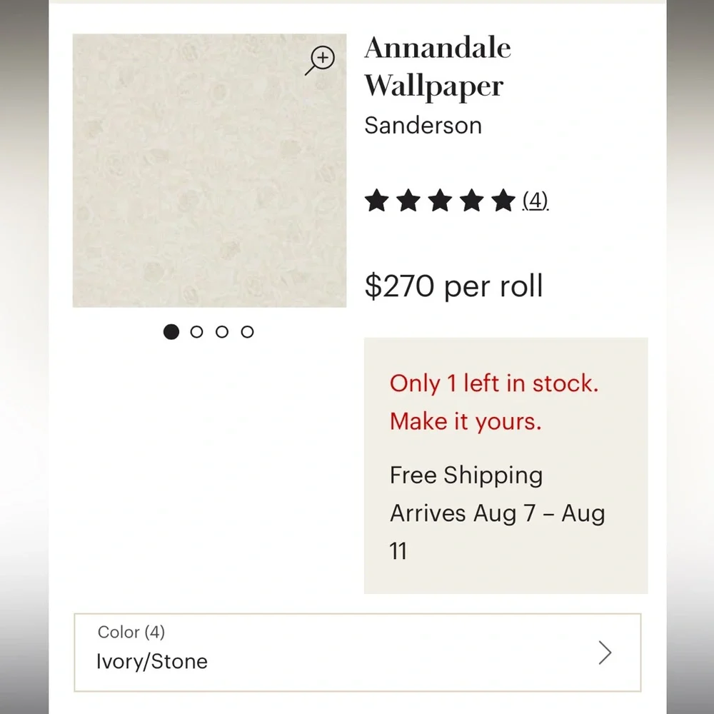 Sanderson ANNANDALE WALLPAPER in IVORY/STONE